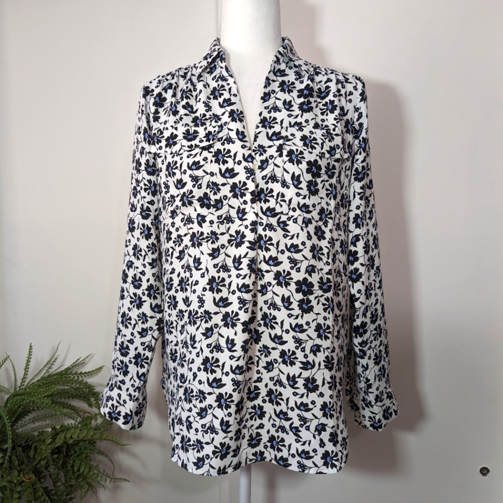 Ann Taylor Floral Long Sleeve Blouse Size XS